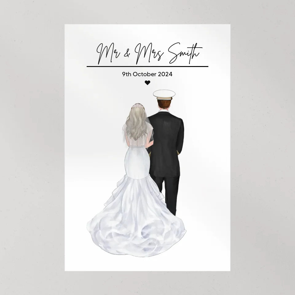 Bride and Groom Mr. and Mrs - Wedding Gifts For Couple - Personalized Canvas Poster