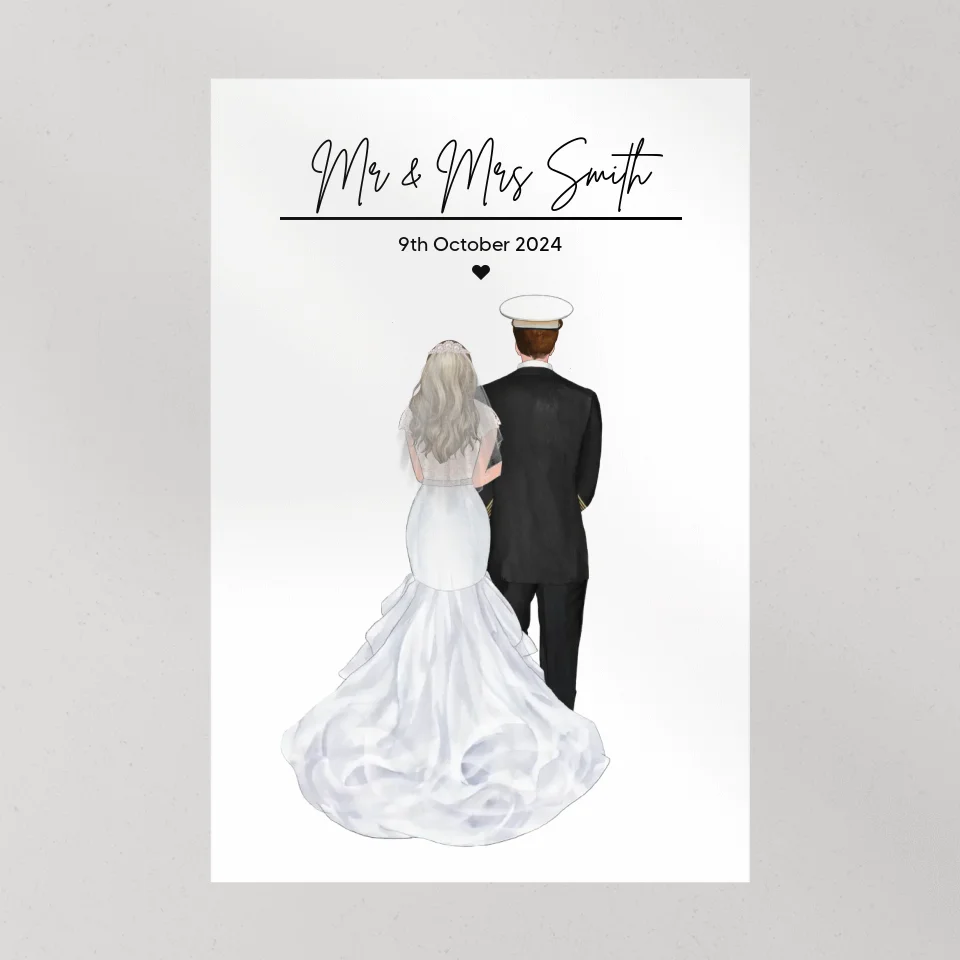 Bride and Groom Mr. and Mrs - Wedding Gifts For Couple - Personalized Canvas Poster