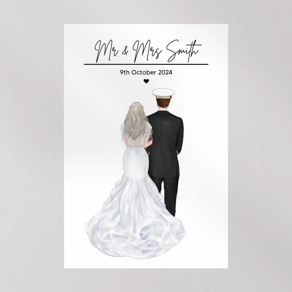 Bride and Groom Mr. and Mrs - Wedding Gifts For Couple - Personalized Canvas Poster