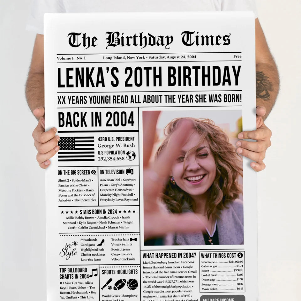 The Birthday Times Back In 2004 - Personalized Canvas Poster - Gift For 20th Birthdays