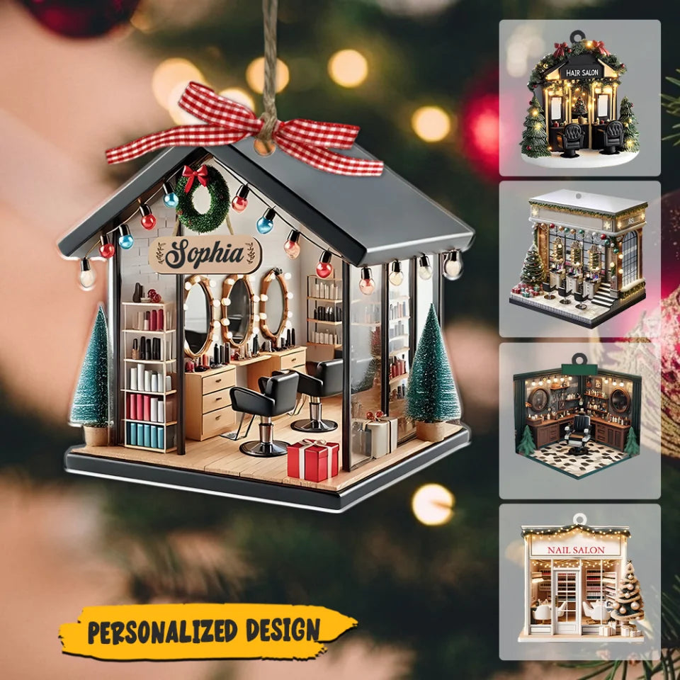 Hair Salon Ornament Gift For Hairdressers - Wooden Acrylic Ornament Christmas Gifts