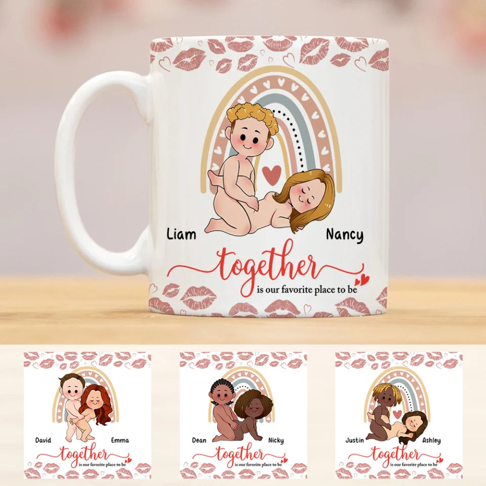 Personalized Valentine Gifts - Together Is Our Favorite Place To Be - 11oz White Accent Mug - Gift For Couple