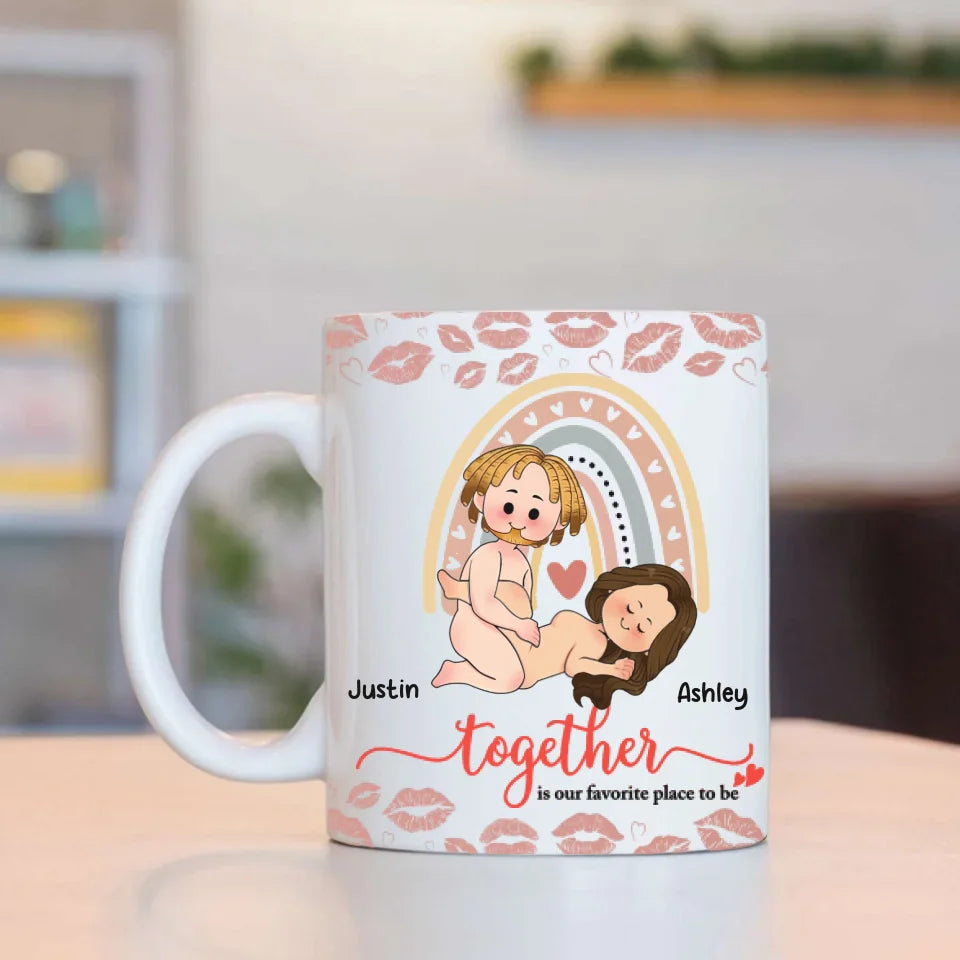 Personalized Valentine Gifts - Together Is Our Favorite Place To Be - 11oz White Accent Mug - Gift For Couple