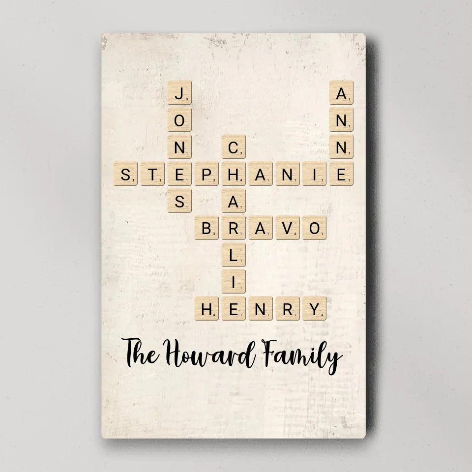 Family Crossword Art - Created In A Moment, Treasured Forever Personalized Poster - Housewarming Gifts