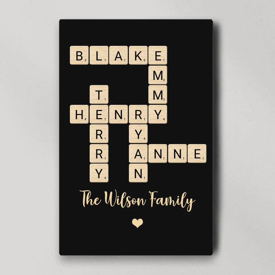 Family Crossword Art - Created In A Moment, Treasured Forever Personalized Poster - Housewarming Gifts