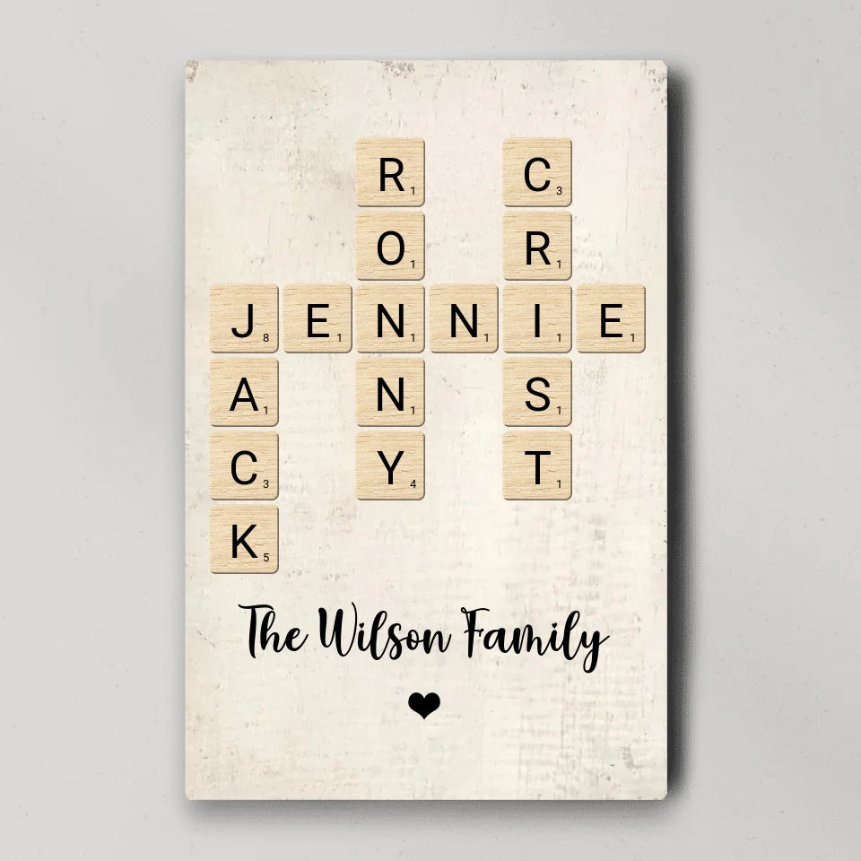 Family Crossword Art - Created In A Moment, Treasured Forever Personalized Poster - Housewarming Gifts
