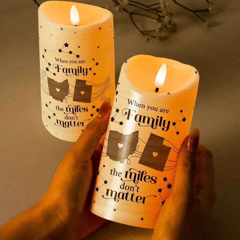 The Miles Doesn't Matter - Personalized Led Candle - Gift For Long Distance Relationship