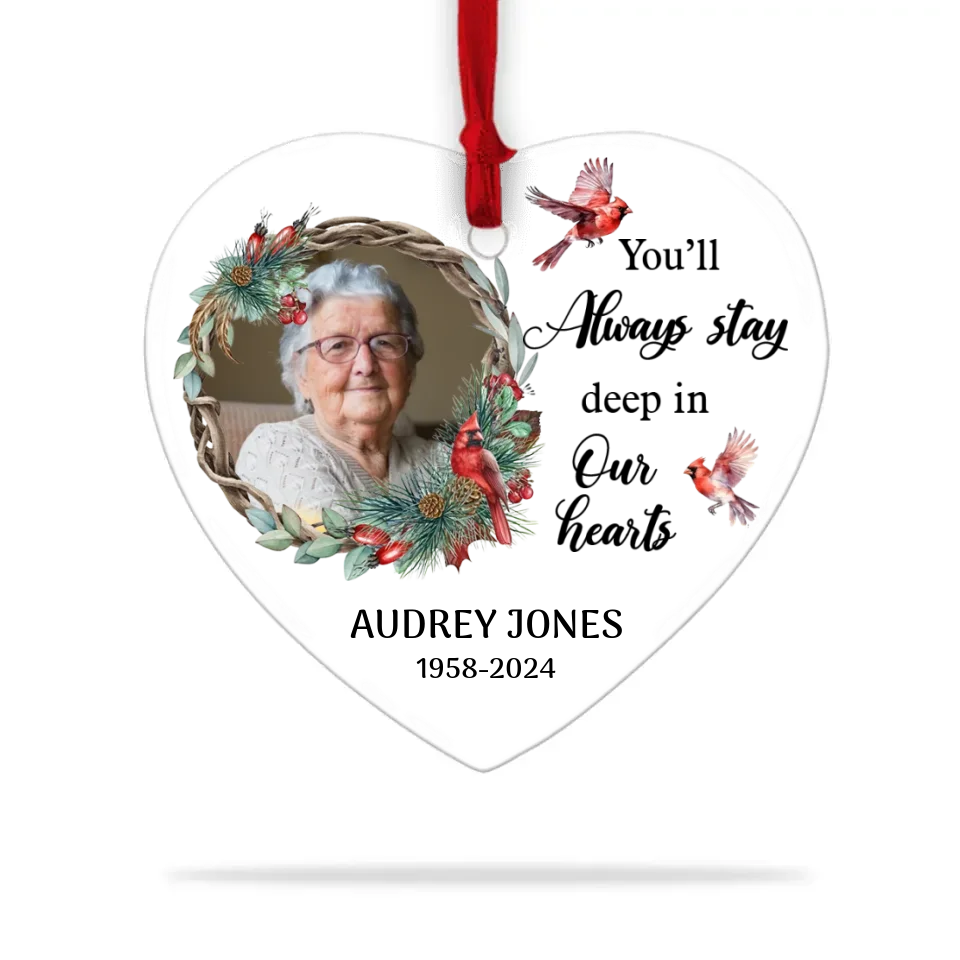 You'll Always Stay Deep In Our Hearts - Custom Ceramic Ornament - Memorial Gifts