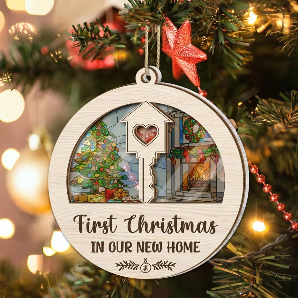 First Christmas In Our New Home - 2-Layer Wooden Ornament - Housewarming Gifts Gift For Christmas Gift For Couples