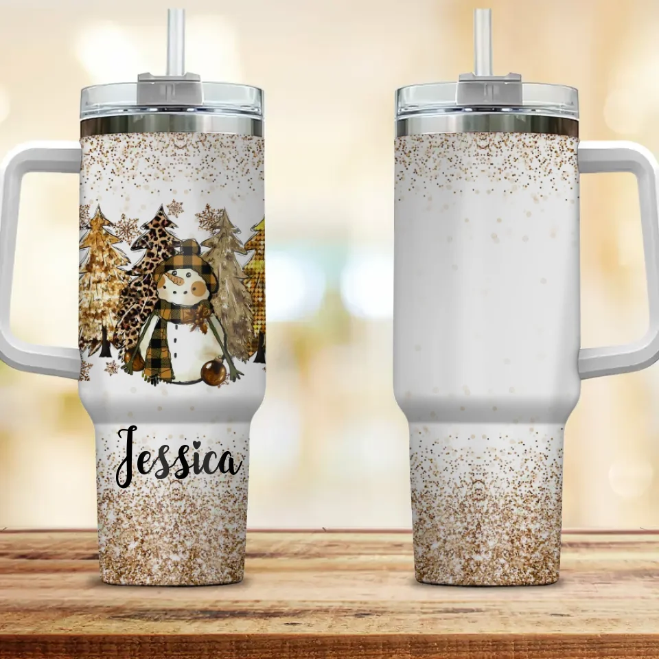 Snowman Christmas Tree Snowman Painting - Custom 40oz Tumbler - Christmas Gift For Her Snowman Present Idea