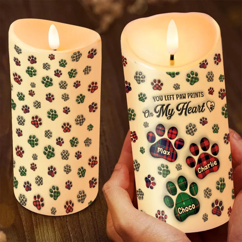 You Left Pawprints On My Heart - LED Candle - Gift For Pet Memorial