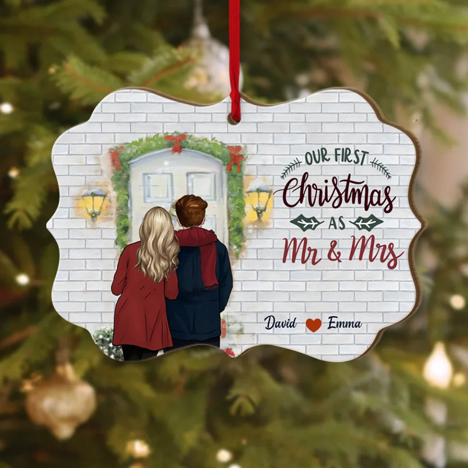 Our First Christmas - Personalized Wooden Ornament - Christmas Gift For Couple
