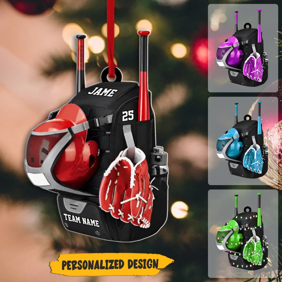 Personalized Baseball/Softball Bag with Helmet & Gloves Christmas Ornament - Gift For Baseball & Softball Lovers - For Sport Fan