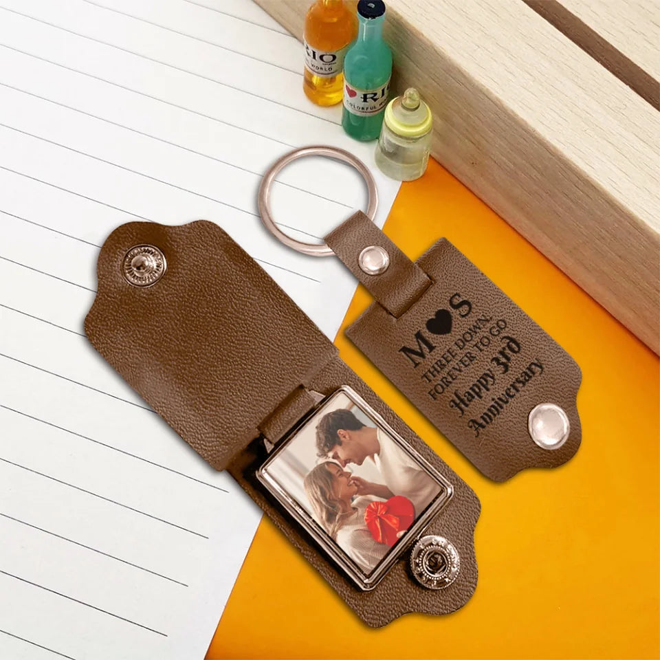 Forever to Go - Personalized Year of Anniversary Keychain - Leather Photo Keychain - Gift for Couples, Her, Him