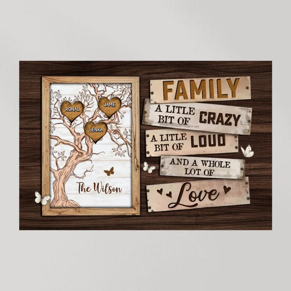 Family A Little Bit Of Crazy Loud And Love - Custom Canvas Poster - Housewarming Gift - Anniversary Gift For Parents