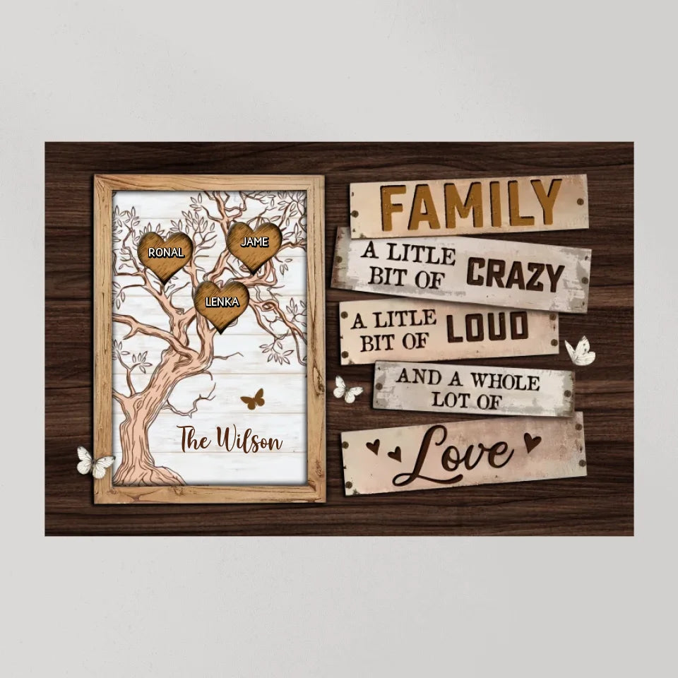 Family A Little Bit Of Crazy Loud And Love - Custom Canvas Poster - Housewarming Gift - Anniversary Gift For Parents