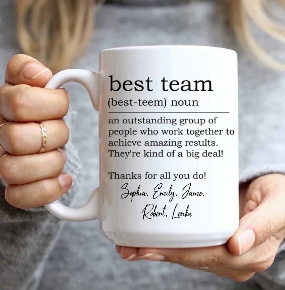 Best Team Definition - Coworker Appreciation Thank You Gifts For Employee, Coworkers - Personalized Coffee Mug with Names