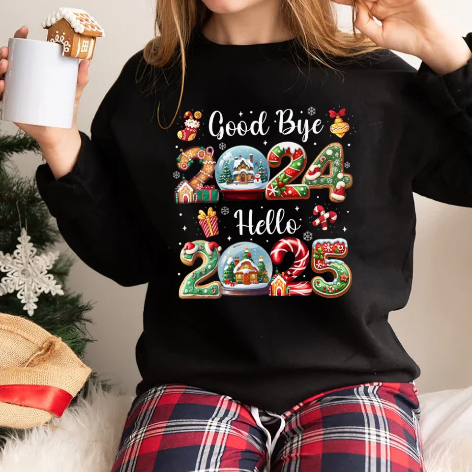 Goodbye 2025 Hello 2025 - New Year Shirt for Men Women - Crewneck Sweatshirt - Gift for Family, Coworkers, Friends