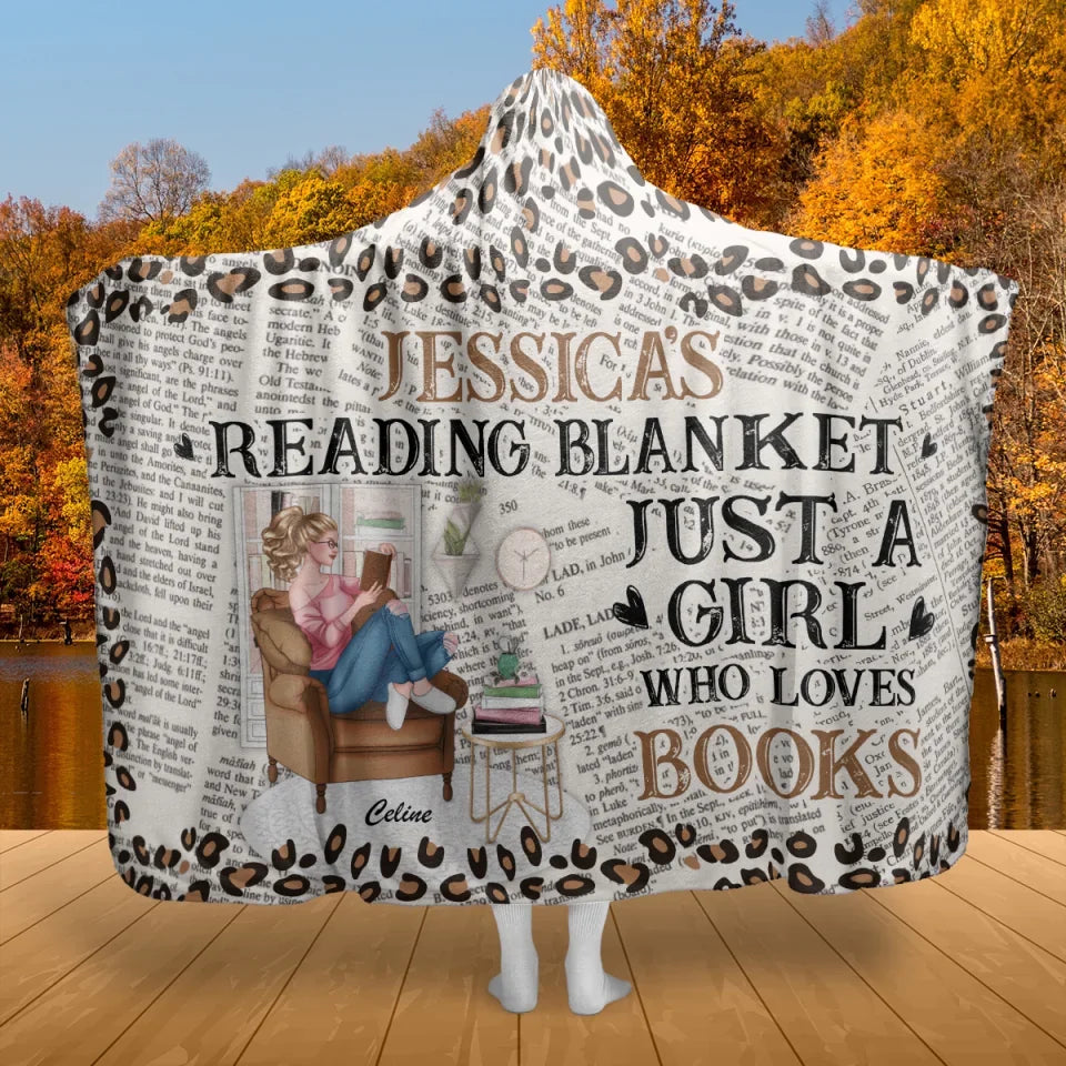 My Reading Blanket - Personalized Wearable Blanket Hoodie - Gift for Reading Book Lovers, Booknerd, Bookaholic