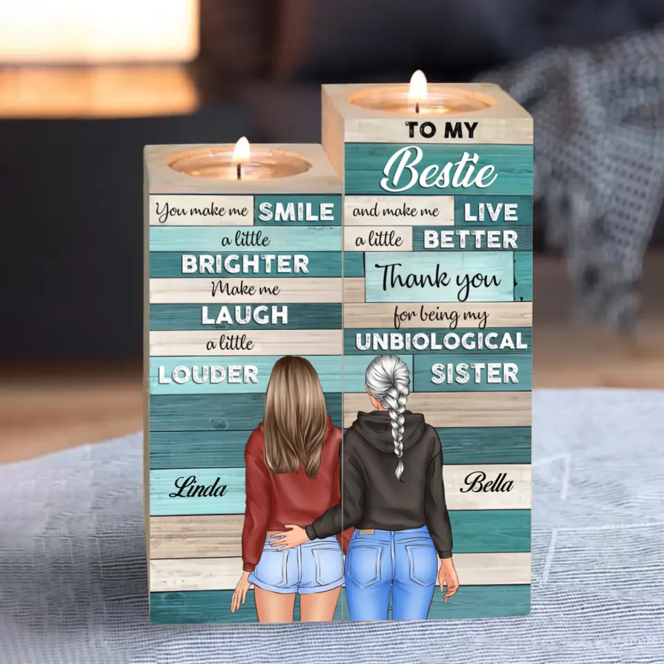 You Make Me Smile - Personalized Wooden Candle Holder - Best Gift For Bestie Friends