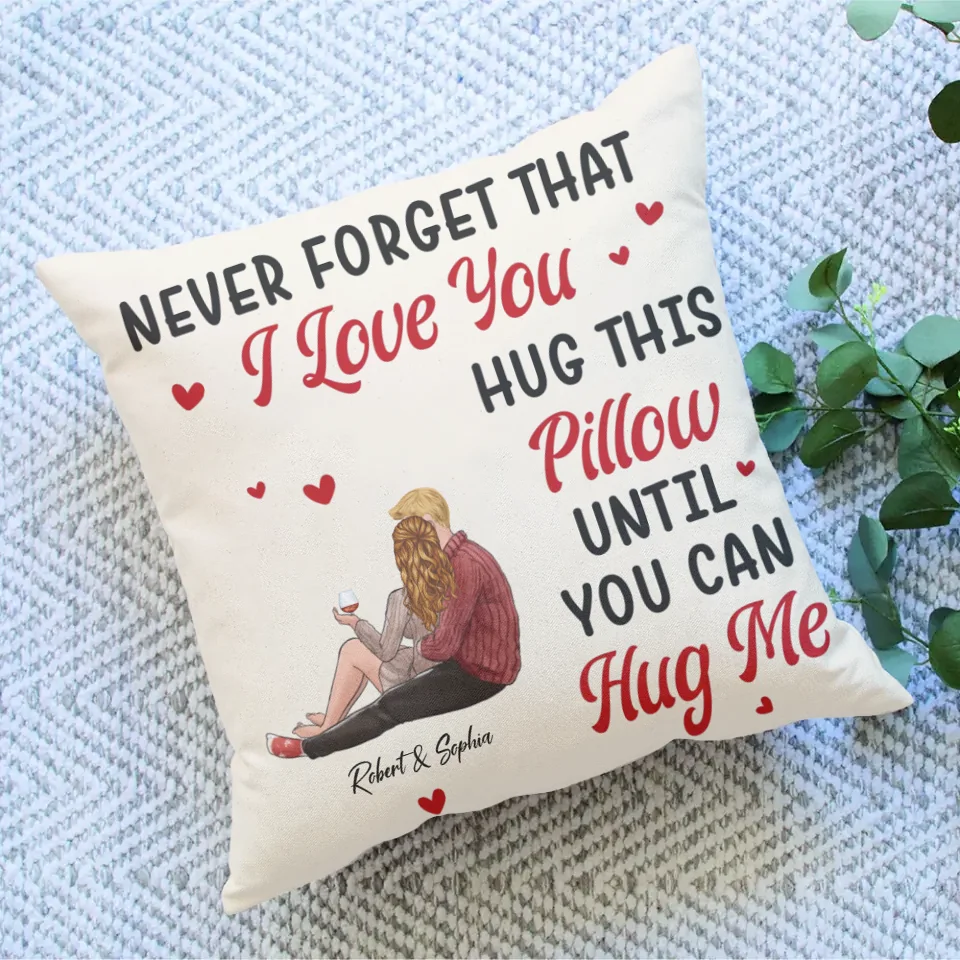 Personalized Valentine Gifts - Hug This Pillow Until You Can Hug Me Couples - Personalized Pillow - Sorry Gift for Her, Him - Couple Present