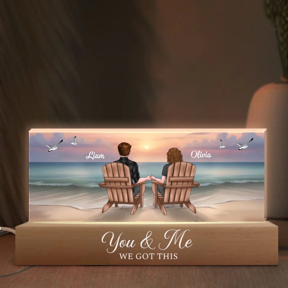 You & Me We Got This - Couple on Chair - Personalized Name Night Light - Anniversary, Wedding, Valentine Gift for Couples