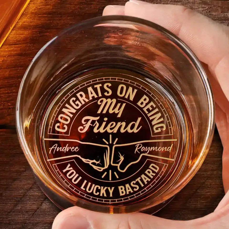 Congrats On Being My Brother You Lucky Man - Personalized Engraved Whiskey Glass
