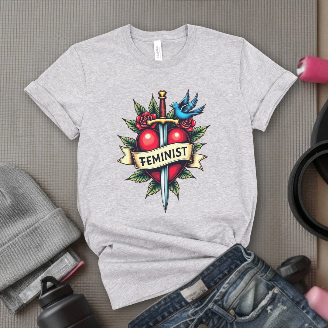Feminist Swords and Flowers - Women Empowerment Tshirt Collection - Unisex Jersey Short Sleeve Shirt - Gift for Her - Bella Canvas 3001