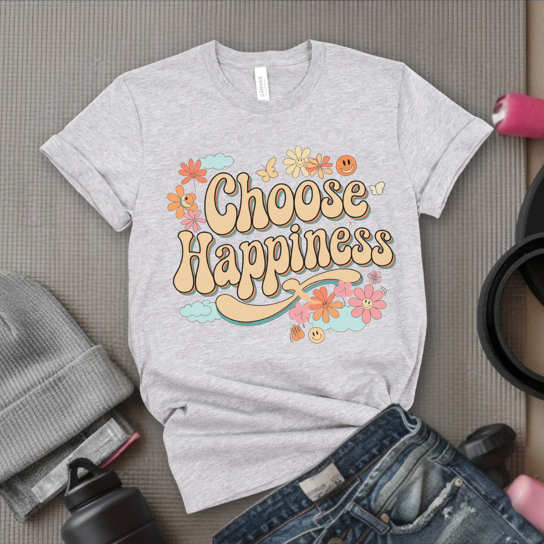 Choose Happiness - Y2K Groovy Style - Unisex Jersey Short Sleeve Shirt - Self Gift for Woman - Bella Canvas 3001