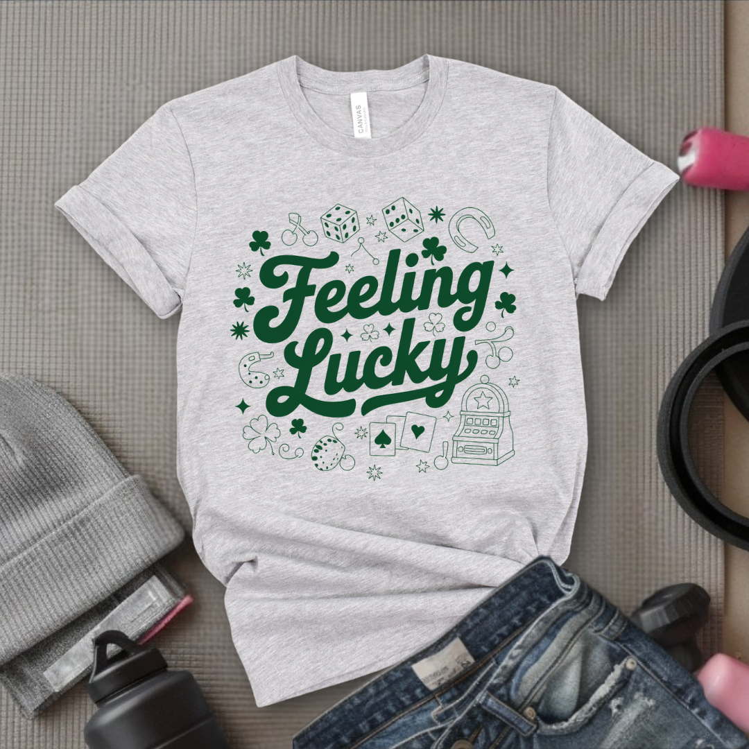Feeling Lucky - St Patricks Day T-shirt, Y2K Trendy 90's Women Tee - Coquette Tee - Unisex Shirt - Bella Canvas 3001
