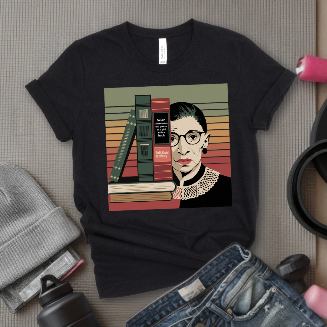 Never Underestimate The Power Of A Girl With A Book - Girl Power Inspirational T-Shirt - Women Empowerment Tee - Gift for Her - Bella Canvas 3001