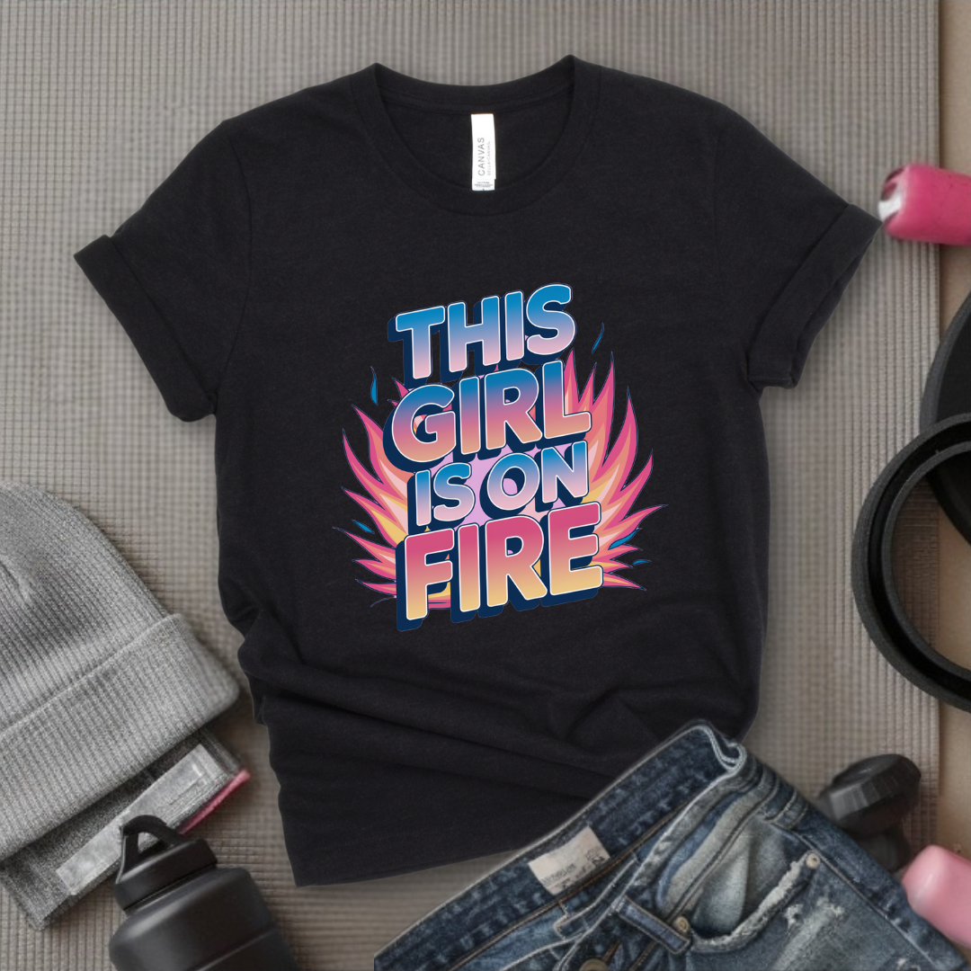 This Girl is On Fire T-shirt - Unisex Jersey Short Sleeve Shirt - Women Empowerment Inspired Tee - Gift for Yourself, Female Friends - Bella Canvas 3001