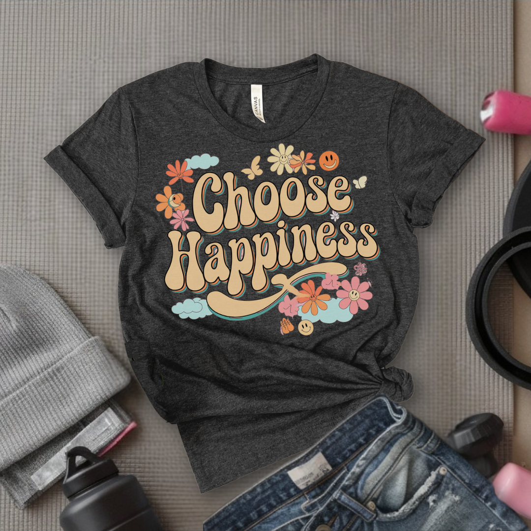 Choose Happiness - Y2K Groovy Style - Unisex Jersey Short Sleeve Shirt - Self Gift for Woman - Bella Canvas 3001