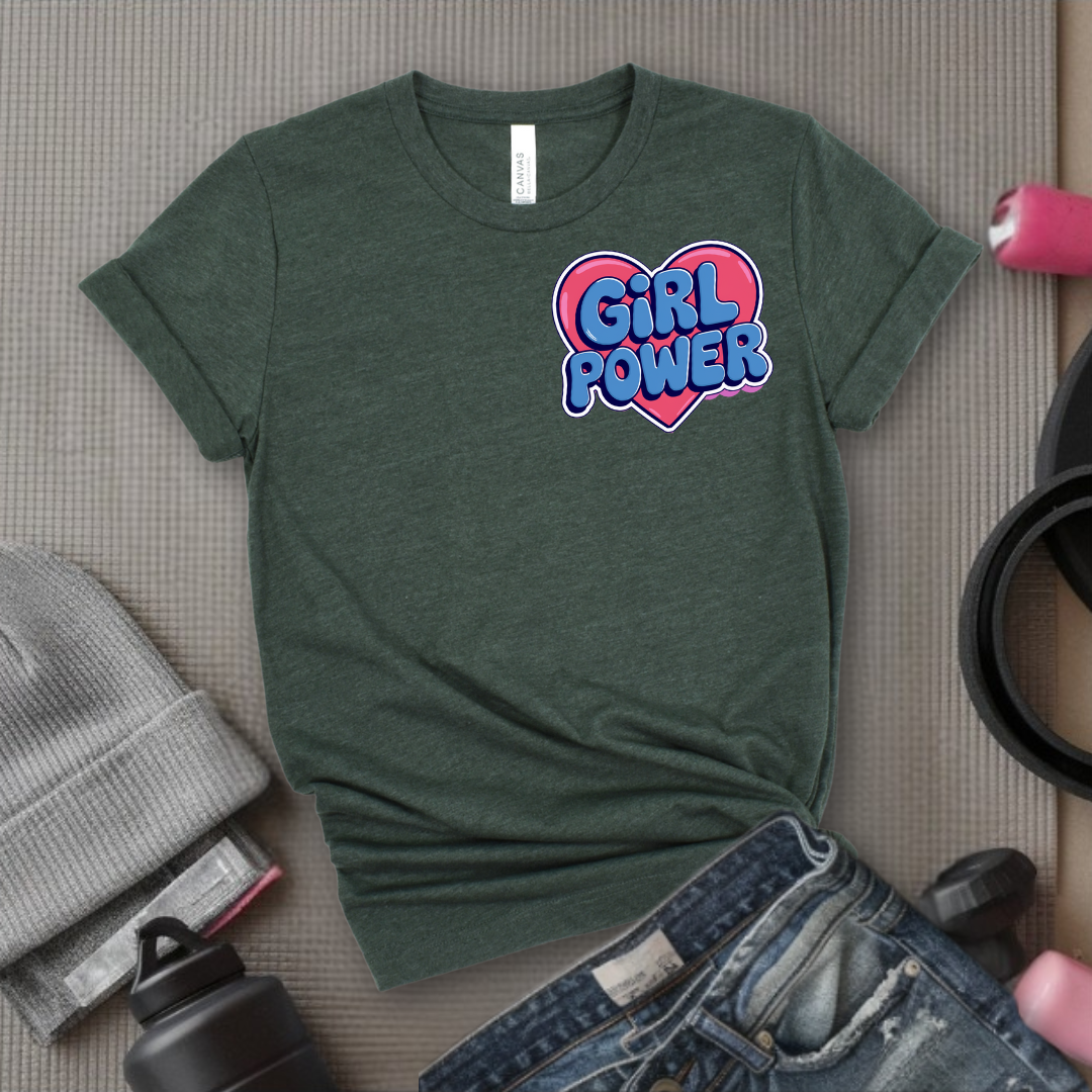 Girl Power Pocket T-shirt - Women Right Inspired Tee - Unisex Jersey Short Sleeve Shirt - Gift for Yourself, Female Friends - Bella Canvas 3001