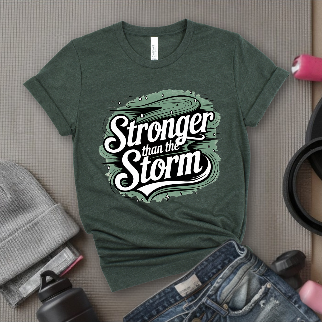 Motivational Shirt - You Are Stronger Than The Storm Tshirt - Strong Women Shirt - Girl Power Shirt - Womens Inspirational Gifts - Bella Canvas 3001