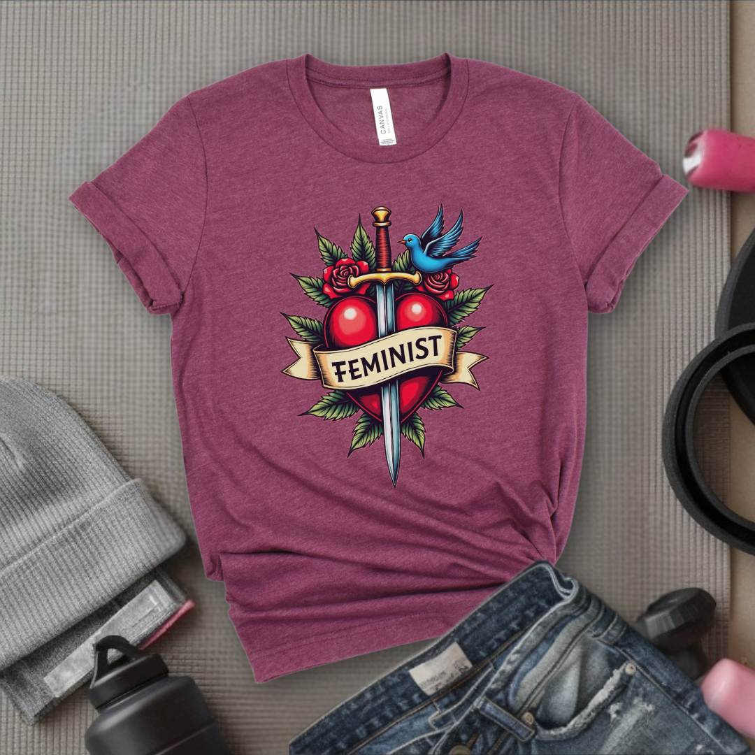 Feminist Swords and Flowers - Women Empowerment Tshirt Collection - Unisex Jersey Short Sleeve Shirt - Gift for Her - Bella Canvas 3001