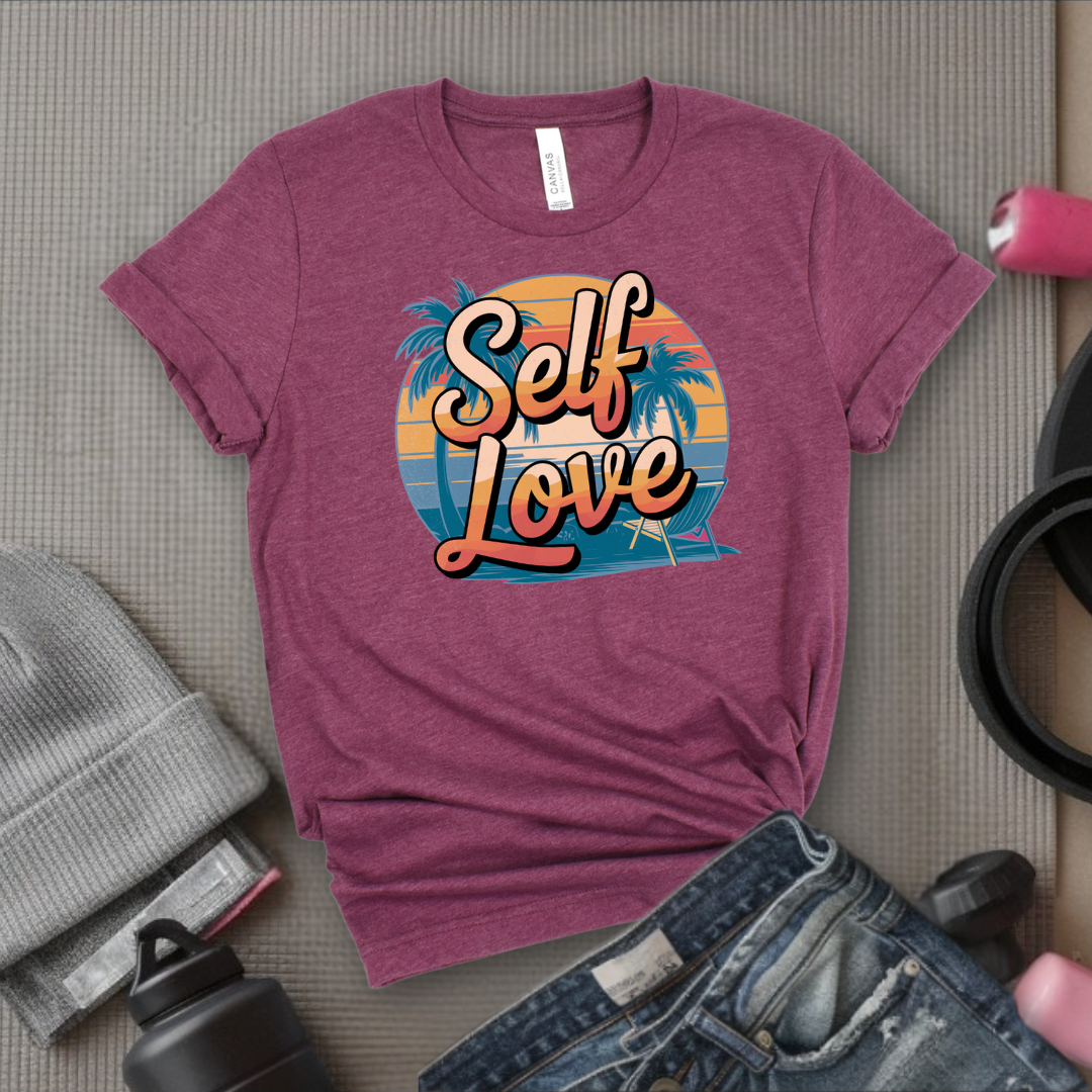 Vintage Self Love Beach Vibes T-shirt - Unisex Jersey Short Sleeve Shirt - Gift for Yourself - Bella Canvas 3001