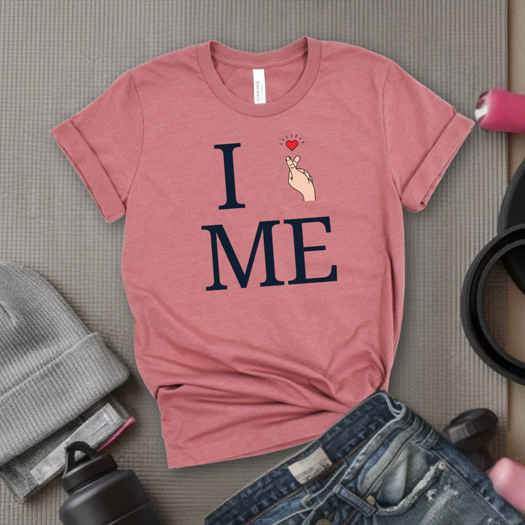 I Love Me T-shirt - Finger Heart - Unisex Jersey Short Sleeve Shirt - Gift for Yourself - Bella Canvas 3001