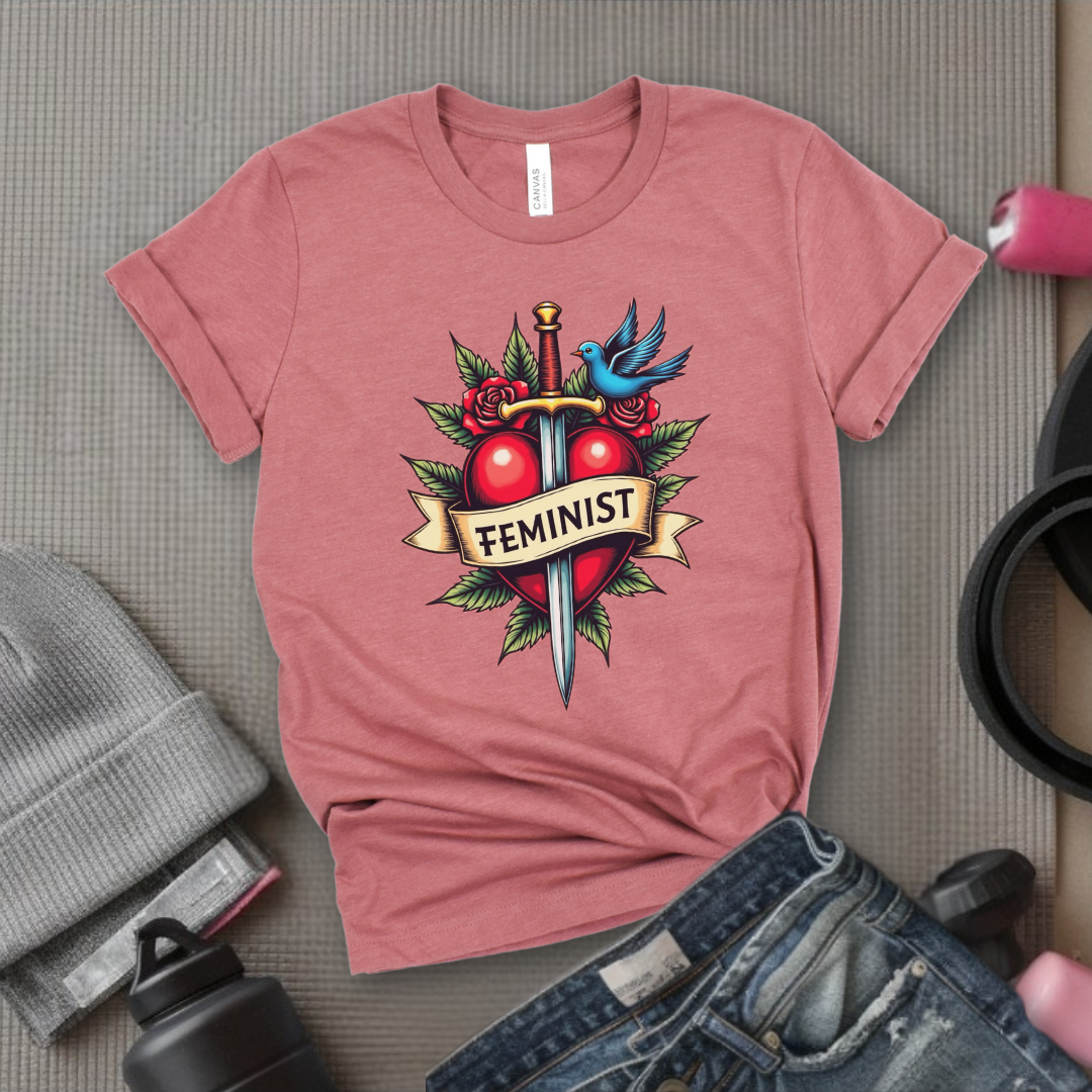 Feminist Swords and Flowers - Women Empowerment Tshirt Collection - Unisex Jersey Short Sleeve Shirt - Gift for Her - Bella Canvas 3001
