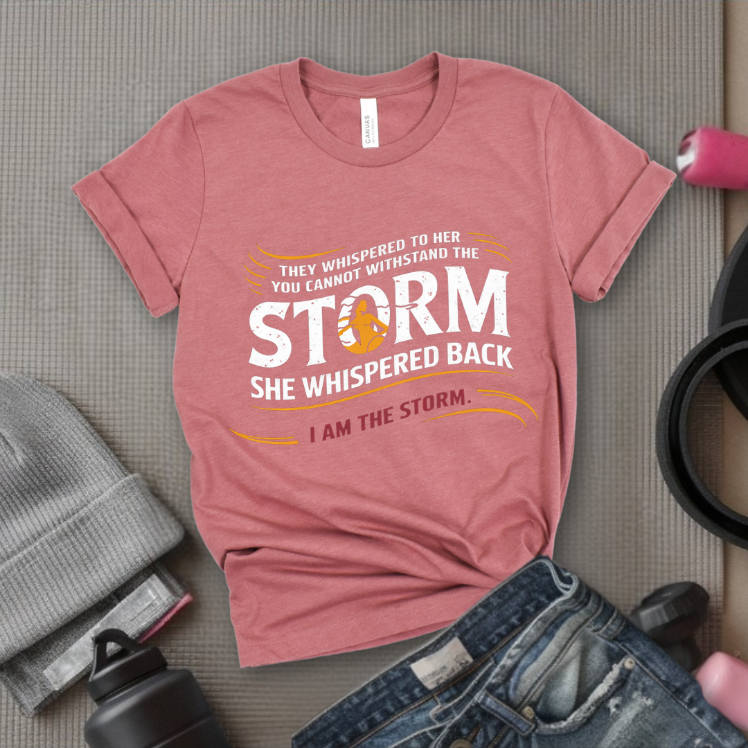 They Whispered To Her You Cannot Withstand The Storm - Women Empowerment Tshirt - Gift for Strong Women, Feminists - Bella Canvas 3001