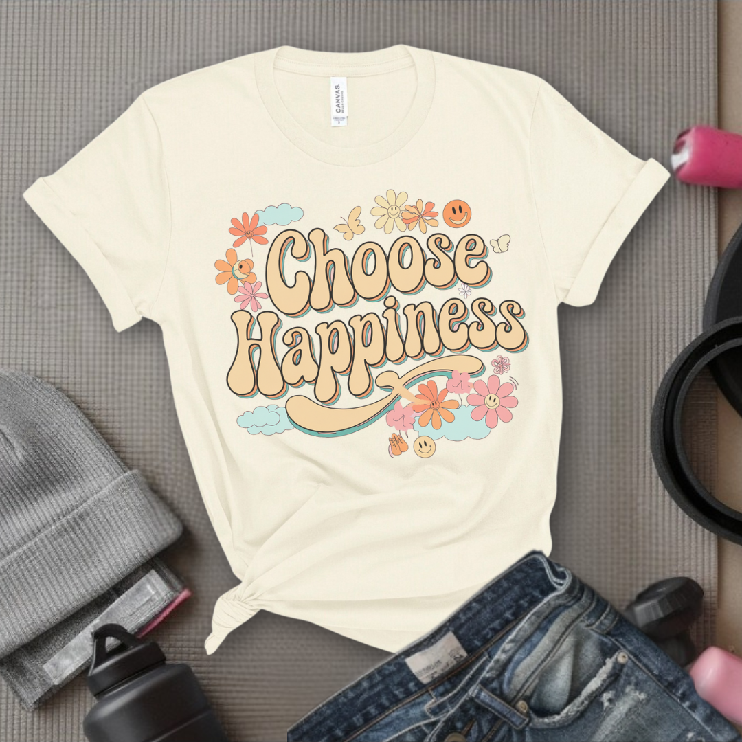 Choose Happiness - Y2K Groovy Style - Unisex Jersey Short Sleeve Shirt - Self Gift for Woman - Bella Canvas 3001