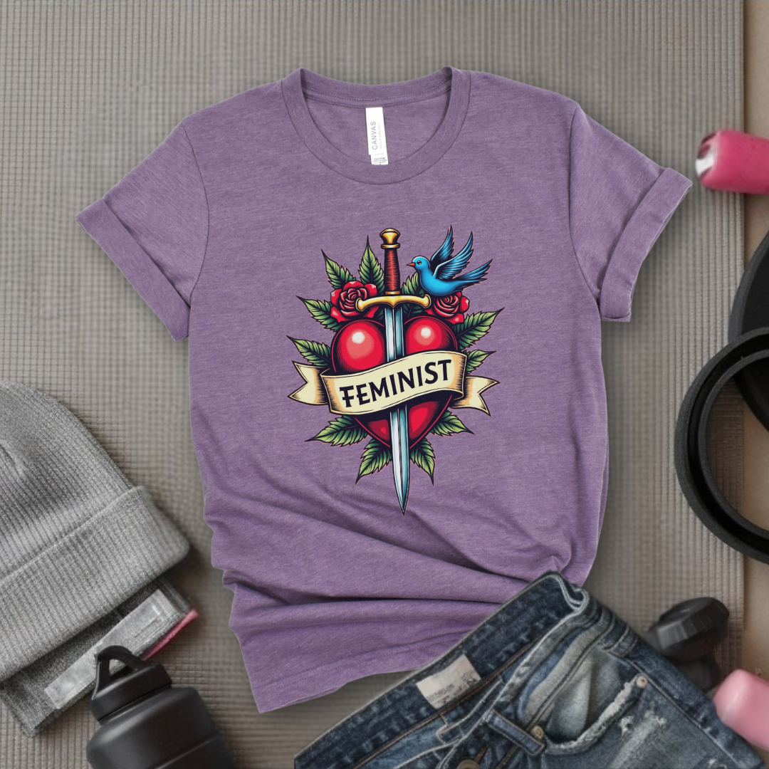 Feminist Swords and Flowers - Women Empowerment Tshirt Collection - Unisex Jersey Short Sleeve Shirt - Gift for Her - Bella Canvas 3001