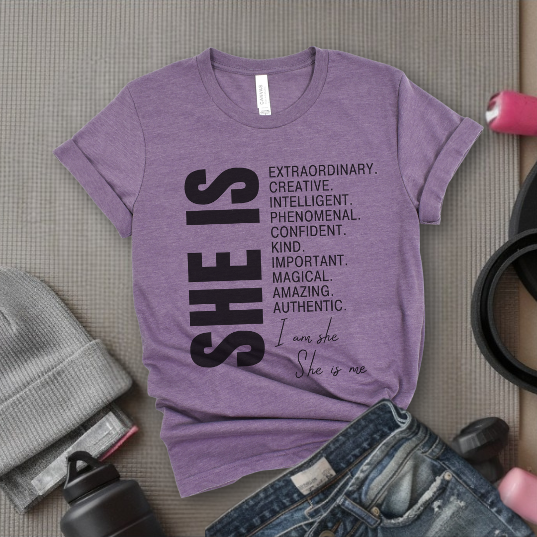 She is Extraordinary Creative Intelligent Kind T-shirt - Unisex Jersey Short Sleeve Shirt - Women Right Inspired Tee - Gift for Yourself - Bella Canvas 3001
