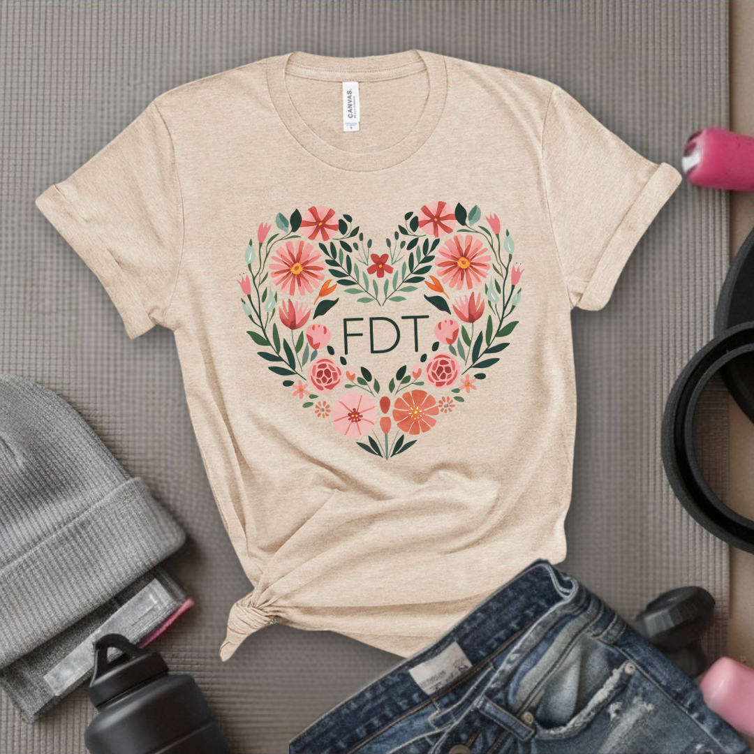Fdt Heart Shaped Flower - Feminist T-Shirt - Women Empowerment Tee - Bella Canvas 3001