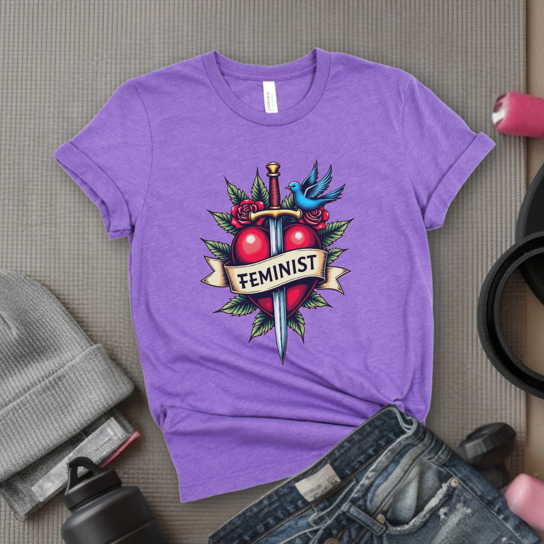 Feminist Swords and Flowers - Women Empowerment Tshirt Collection - Unisex Jersey Short Sleeve Shirt - Gift for Her - Bella Canvas 3001