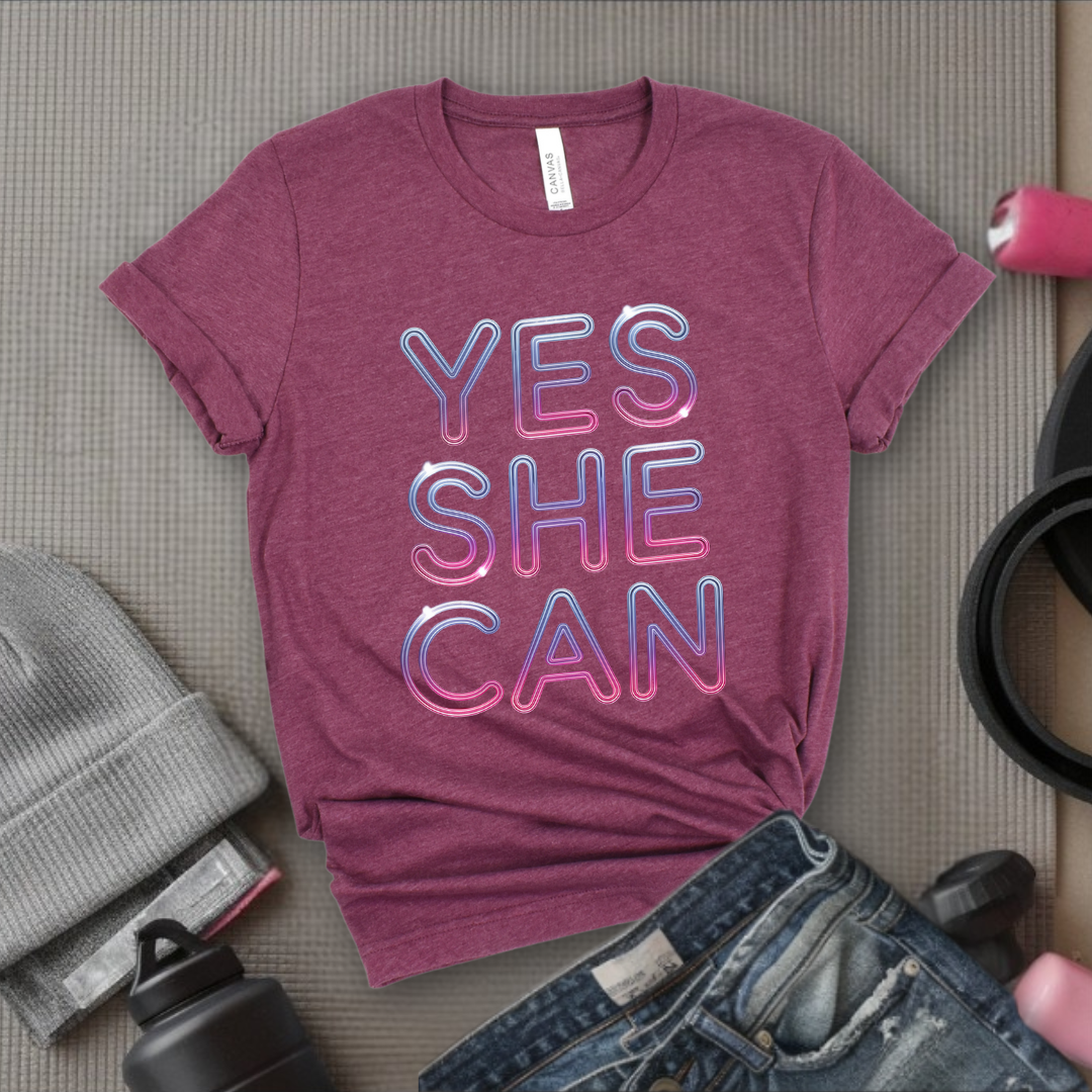 Yes She Can - Women Right Tee - Unisex Jersey Short Sleeve Shirt - Women Empowerment Gift for Her, Female Friends - Bella Canvas 3001