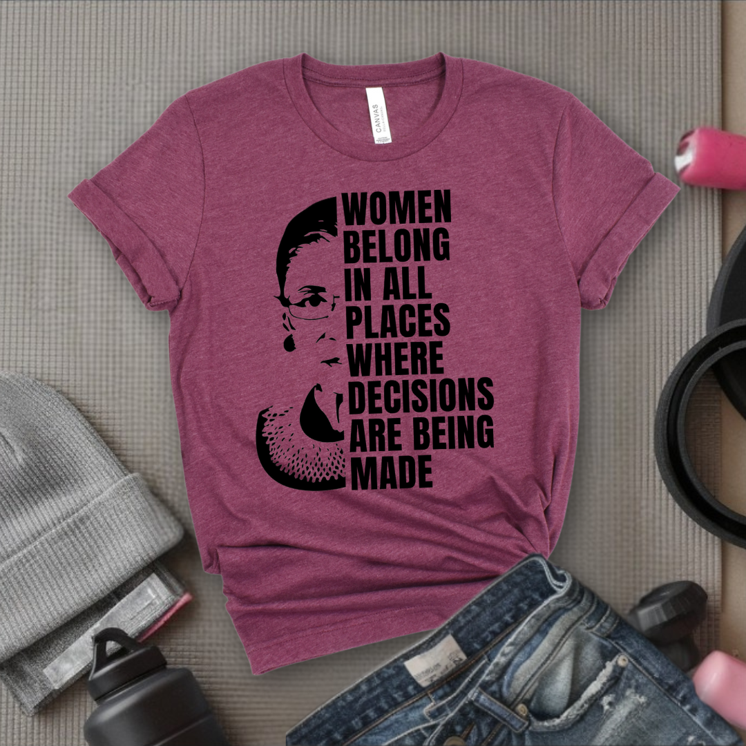 Women Belong In All Places Tshirt - Feminist Women Empowerment Shirt - Unisex Jersey Short Sleeve Shirt - Bella Canvas 3001