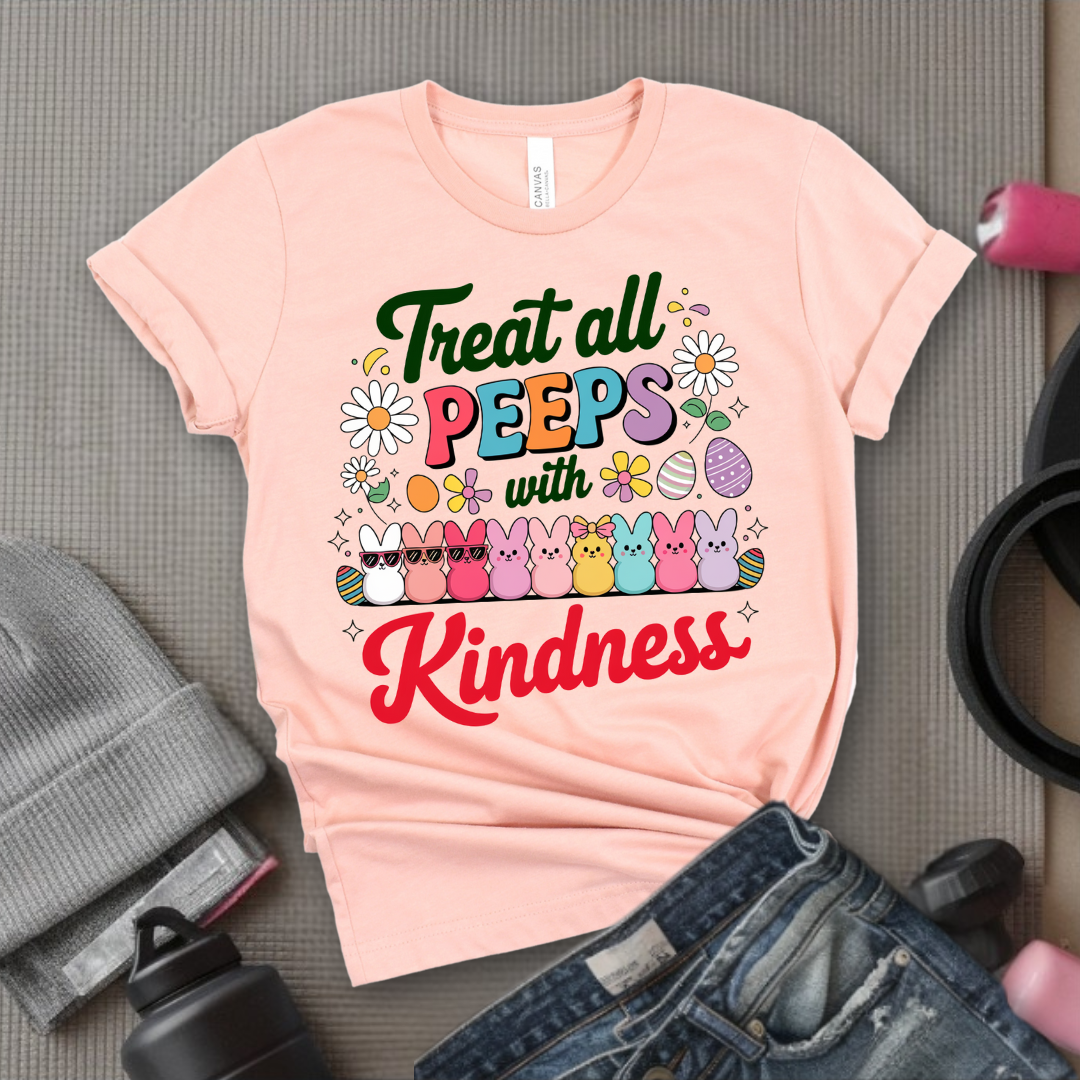 Treat All Peeps With Kindness Shirt - Cute Teacher Easter T-shirt - Bunny Tee - Easter Gift for Teachers - Teacher Spring Outfit - Unisex Jersey Short Sleeve Shirt