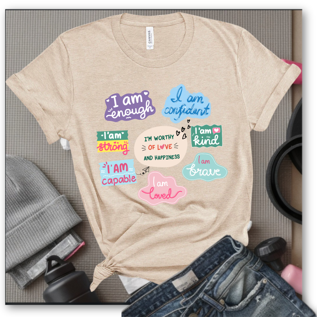 I am Inspiration Shirt - I am Enough T-shirt - Motivational Y2k Style Tshirt - Positive Quotes Tee - Self Love Gift for Women - Bella Canvas 3001