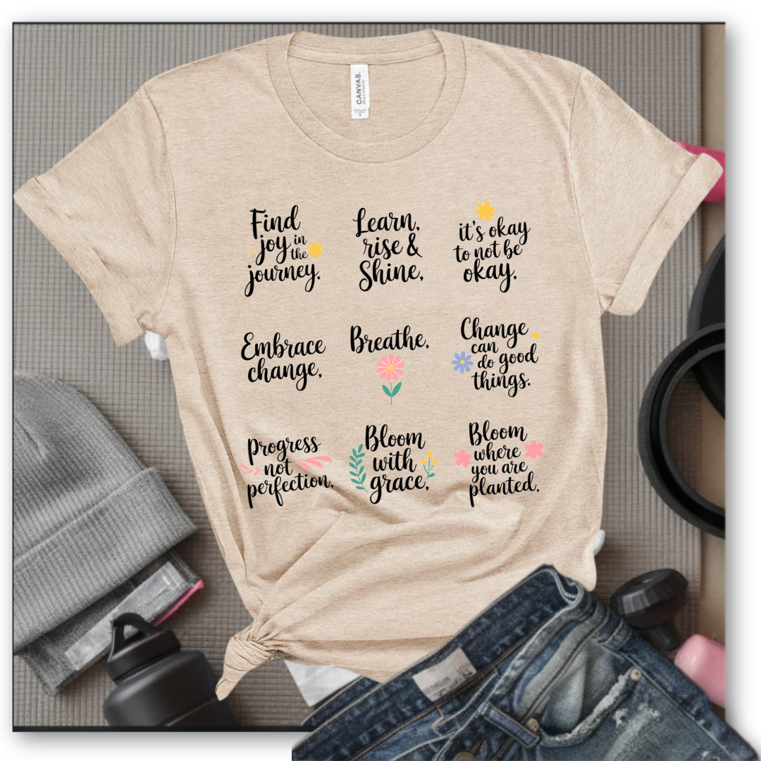 Retro Inspirational Flower Saying - Positive Quotes - Minimalism Mental Health Tee - Unisex Jersey Short Sleeve Shirt - Bella Canvas 3001